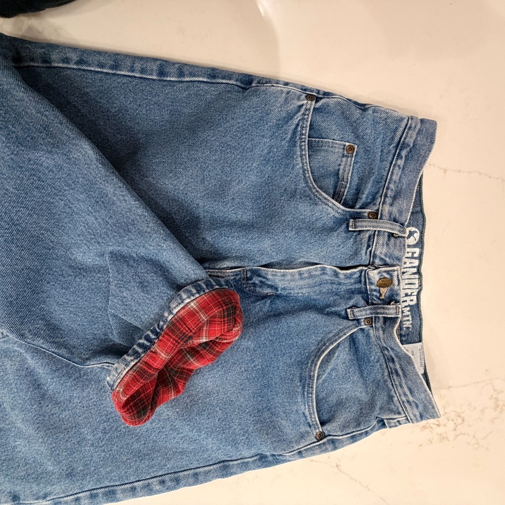 Men’s Flannel Lined Jeans 30x30 Insulated Denim Red Plaid Winter Work Pants